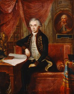 Portrett av Samuel Teleki med et ovalt portrett av Samuel Bruchental i bakgrunnen